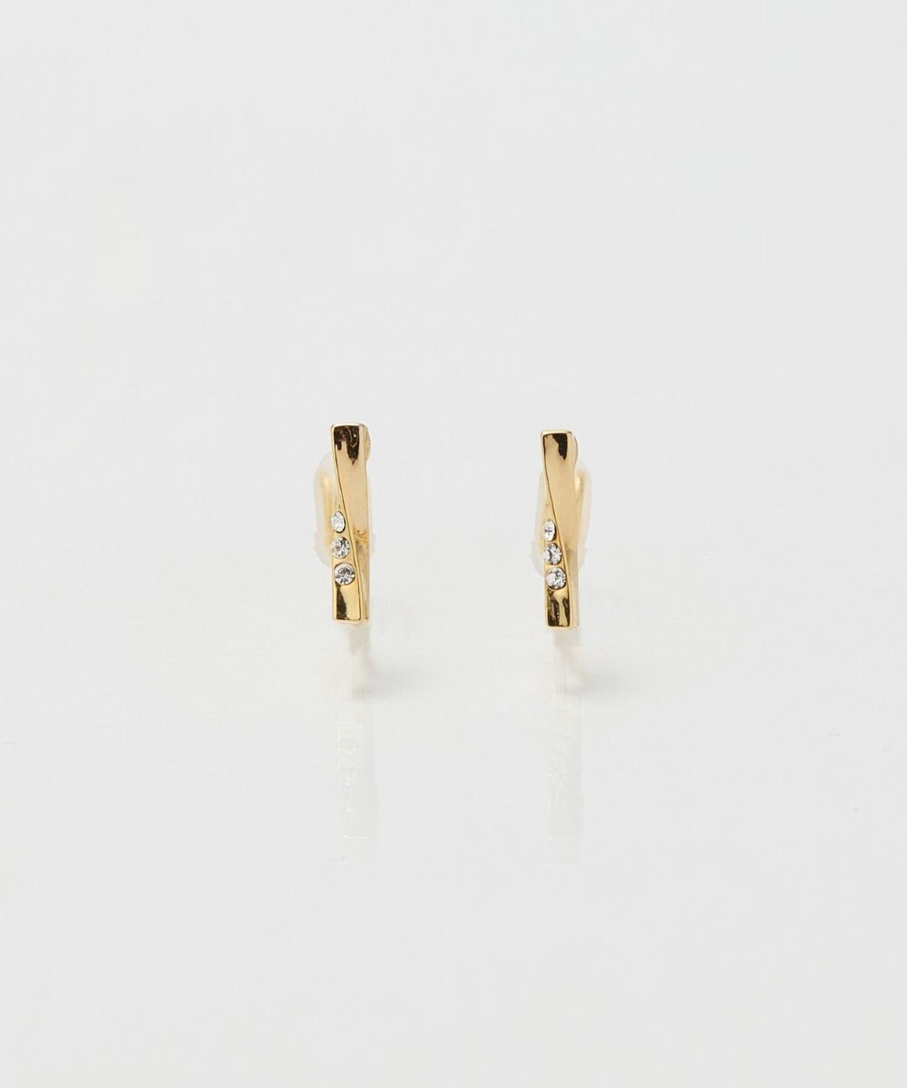 Phoebe 【金属アレルギー対応】【痛くないシリーズ】ツイストバービジューライトフィットイヤリング　ゴールド 