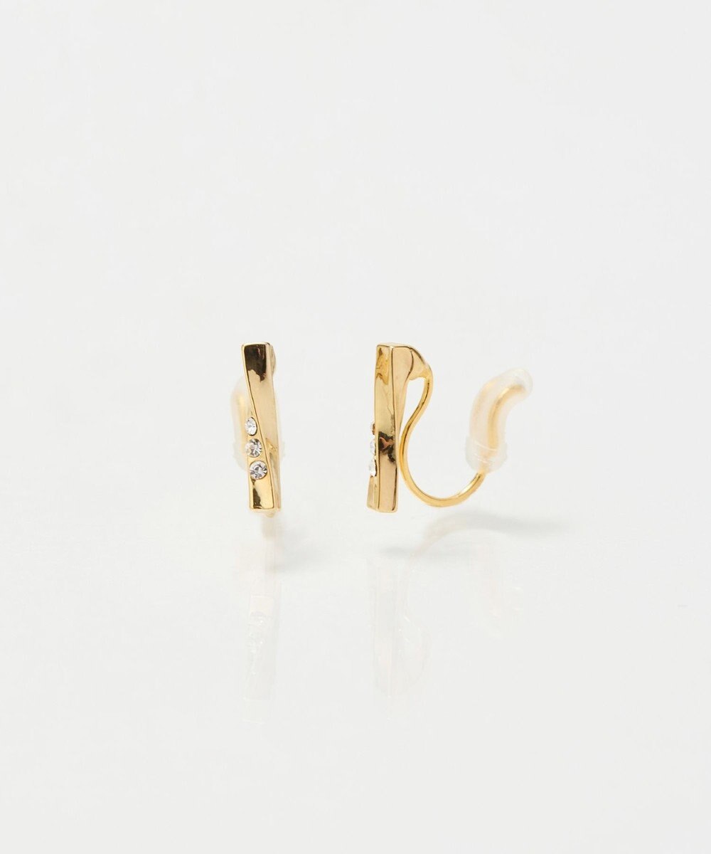 Phoebe 【金属アレルギー対応】【痛くないシリーズ】ツイストバービジューライトフィットイヤリング　ゴールド 