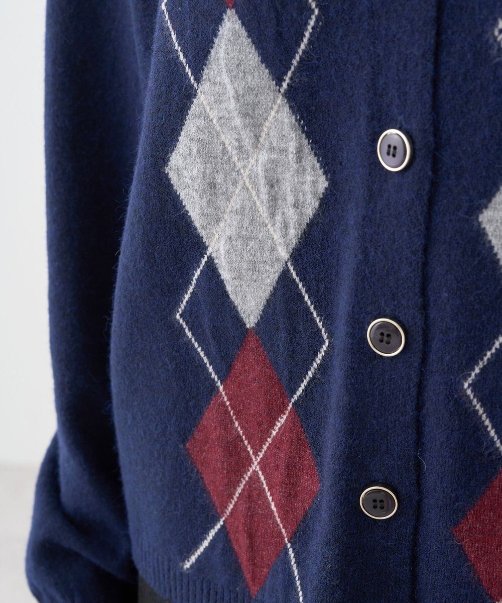 earth music&ecology 【予約】襟付きアーガイルニットカーディガン 