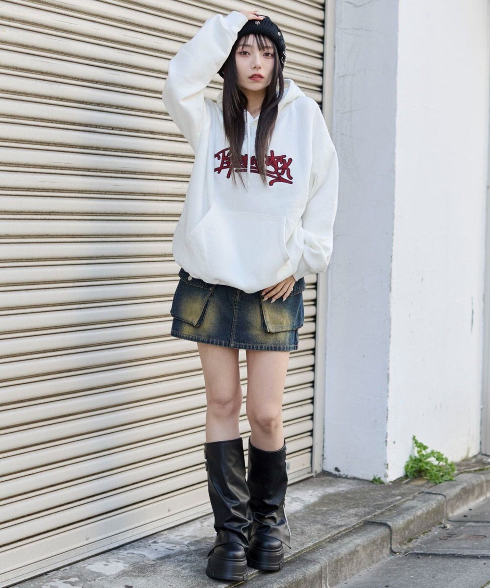 WEGO 【ユニセックス着用ITEM/SMLサイズ展開】グラフィックロゴプルパーカー 