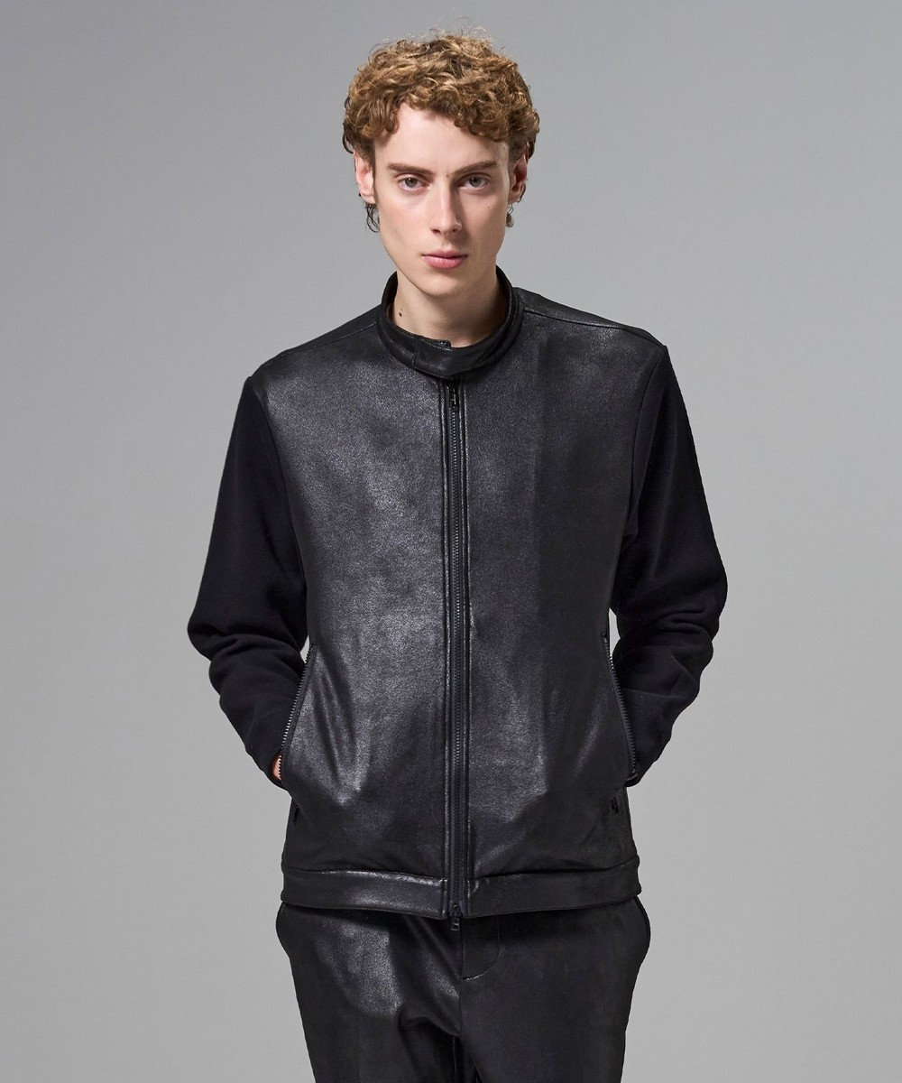 JOSEPH HOMME 【ストレッチ】レザーライクジャージーニットブロック　ZIP UPブルゾン 