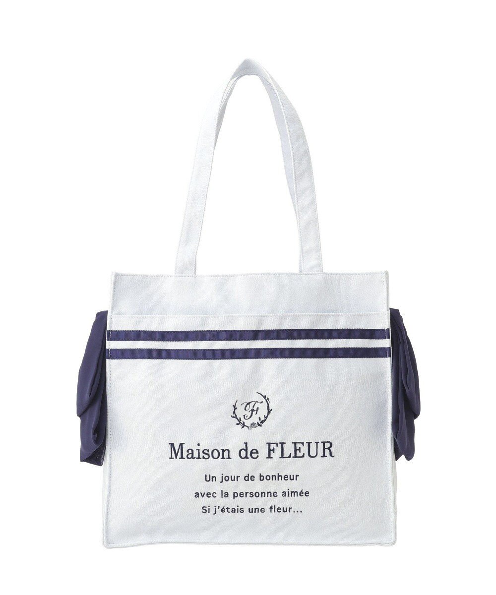 Maison de FLEUR マリンラインリボンスクエアトートバッグ 