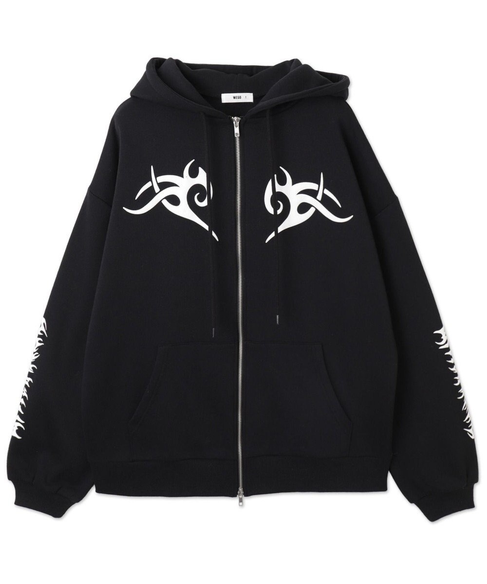 WEGO 【裏起毛/セットアップ対応】グラフィック裏起毛ZIPビッグパーカー 