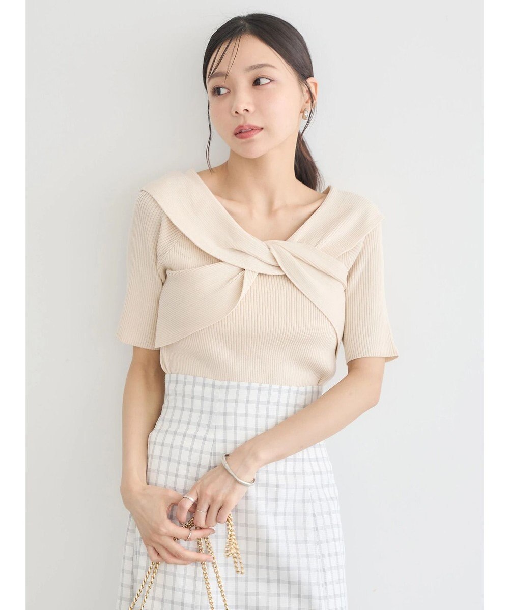 earth music&ecology フロントクロスリブニットプルオーバー 