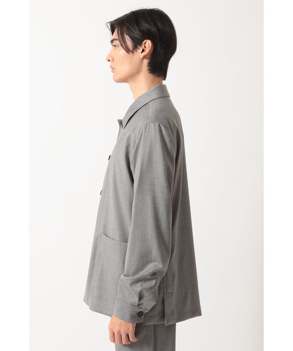 DAKS グレーフランネル テーラード オーバーシャツ 