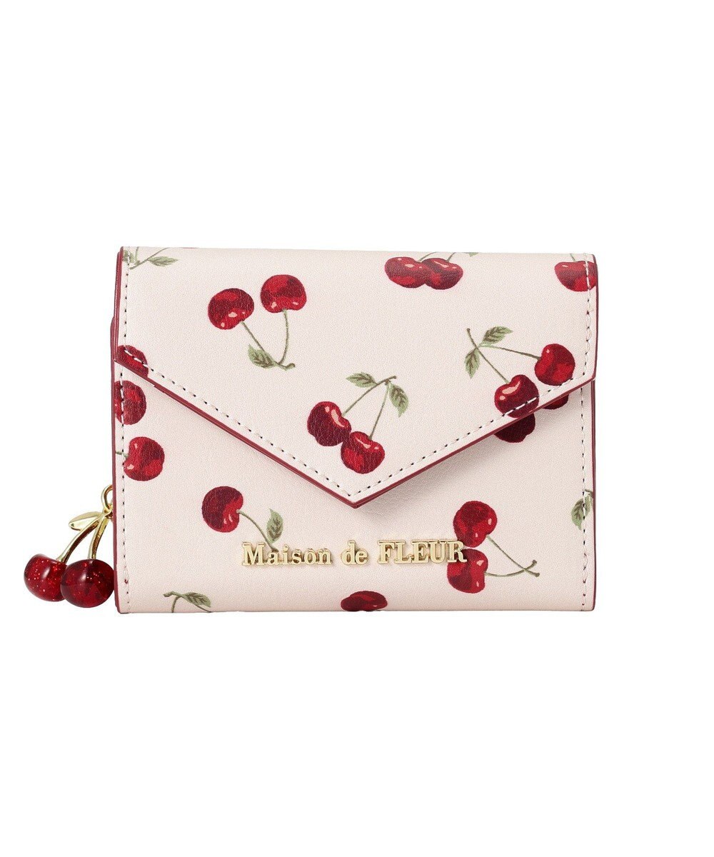 Maison de FLEUR リーフ付きチェリーウォレット 