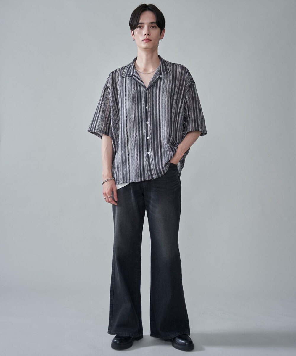 WEGO ストライプメッシュBIGシャツ（SS） 