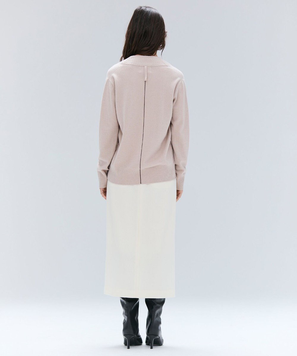 BEIGE， 【洗える】POMPE / ウールカシミヤ配色ラインVネックニット 