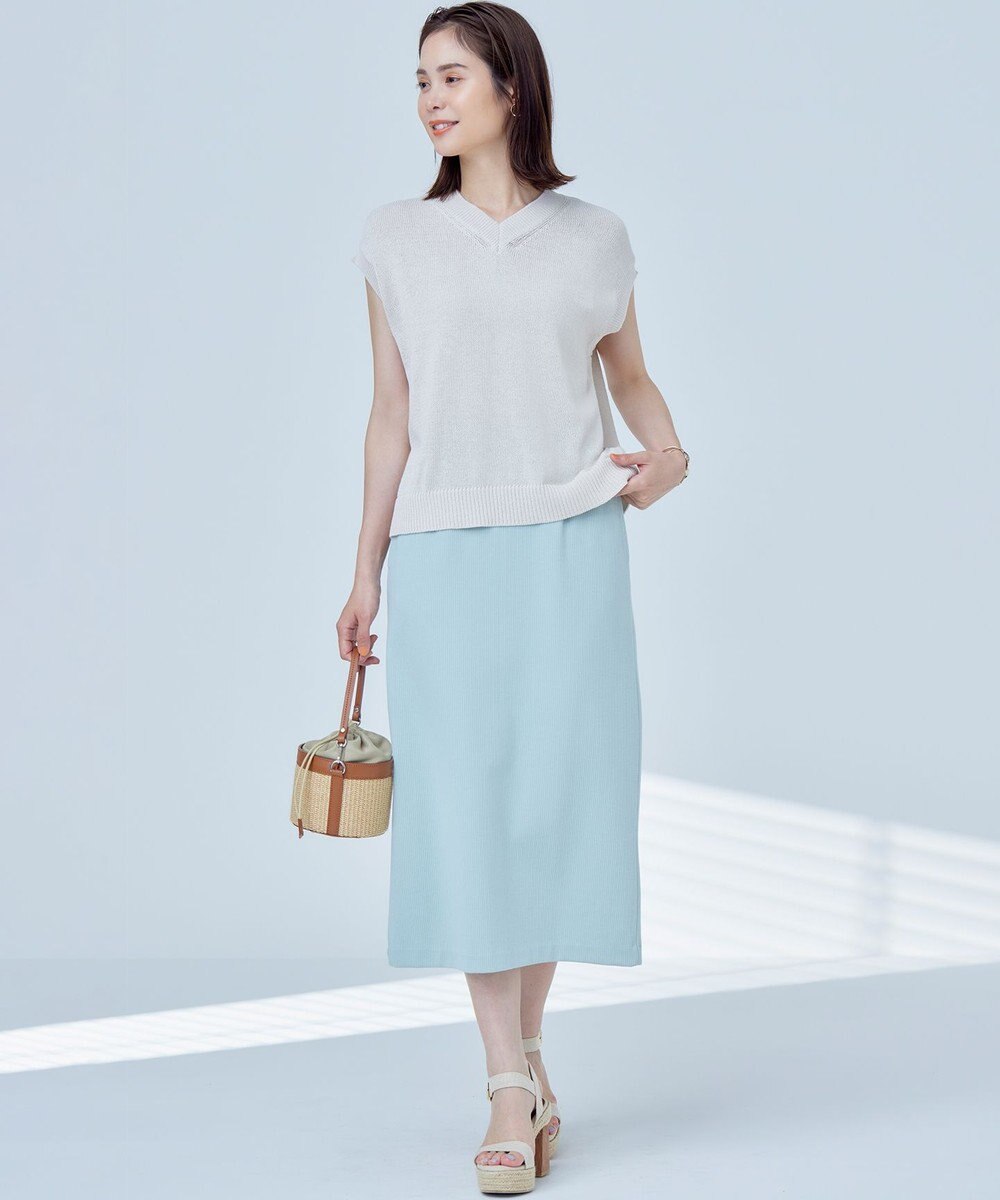 組曲 【WEB限定・前後着用可】コットンポリエステル杢プルオーバー ニット 