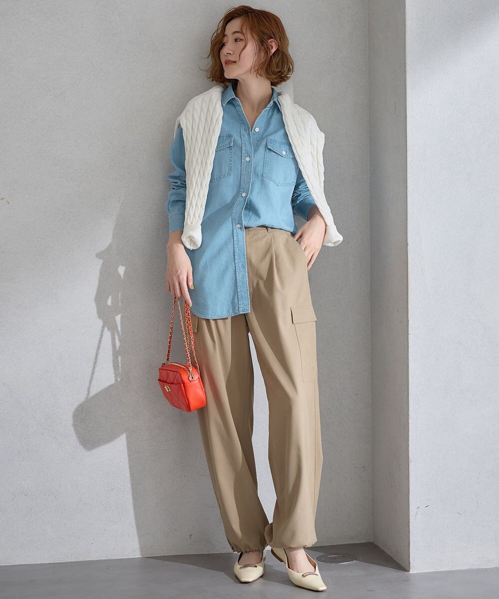 23区 【Oggi4月号掲載/洗える】シルキーストレッチ パラシュートパンツ 