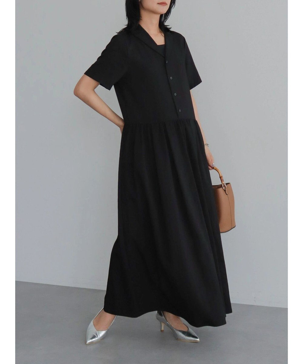 Green Parks ローウエスト切替開襟シャツワンピース 