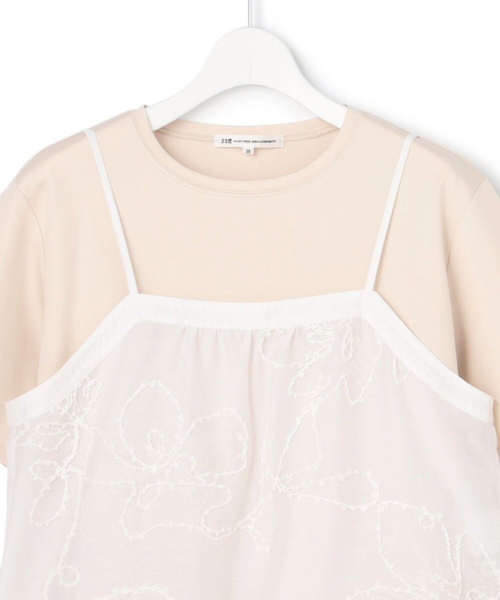 23区 【先行予約】シアーエンブロイダリー キャミソール コンビ Tシャツ 