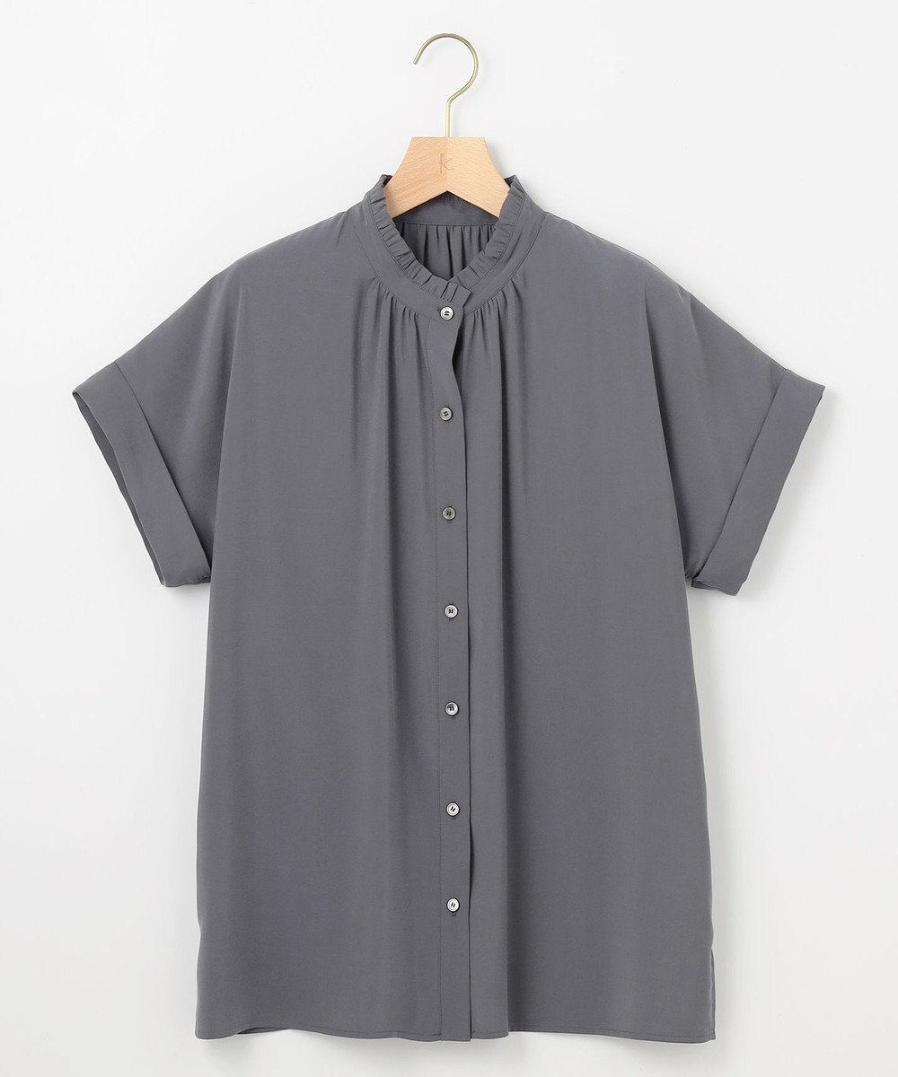 組曲 バウンディングシャーティング バンドカラーフリル ブラウス 