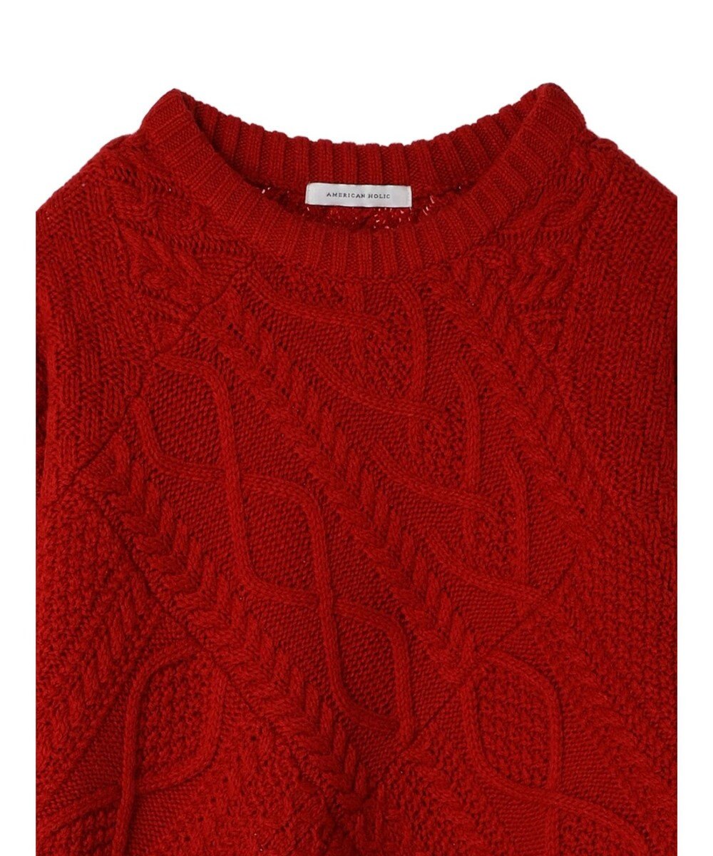 AMERICAN HOLIC パッチワークケーブルニットチュニック 