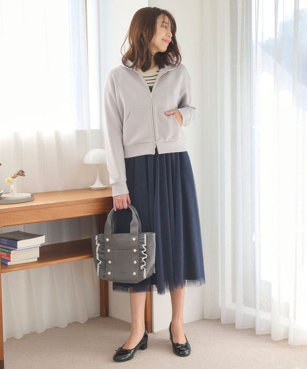 Feroux バイカラーパールフリル トート 