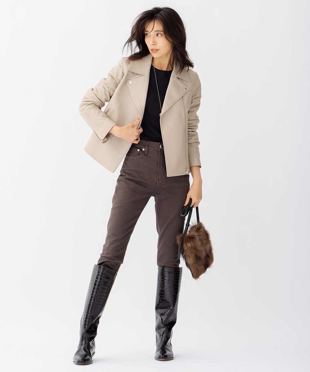 23区 L 【洗える】オーガニックコットンリブ クルーネック カットソー 