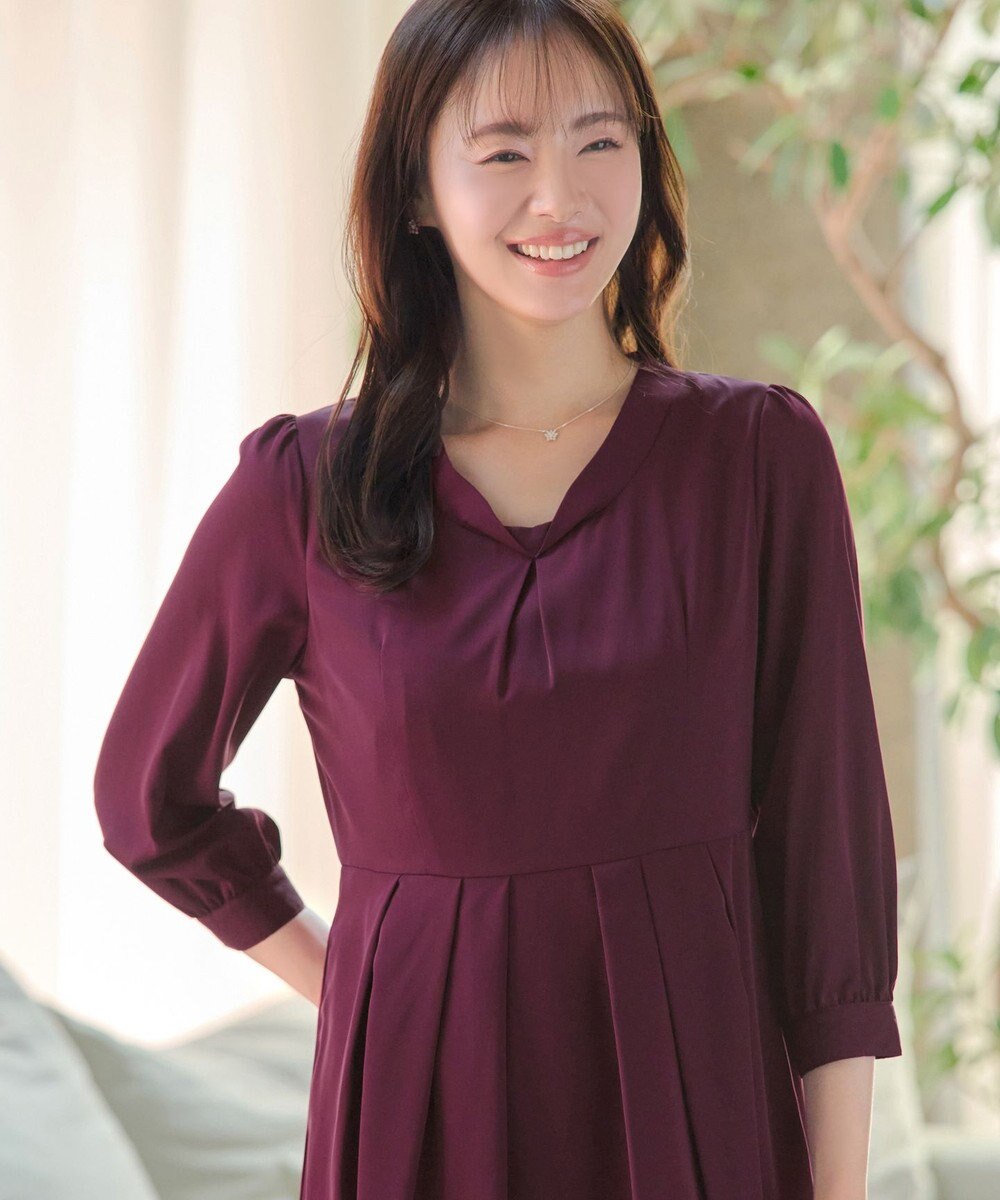 Tiaclasse 【洗える】ロールVネックワンピース 