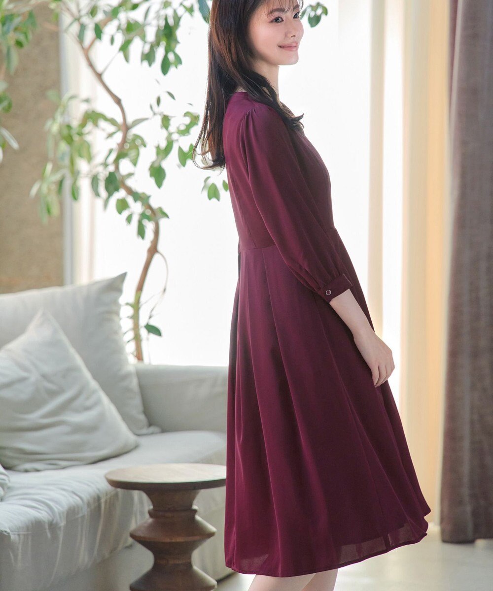 Tiaclasse 【洗える】ロールVネックワンピース 