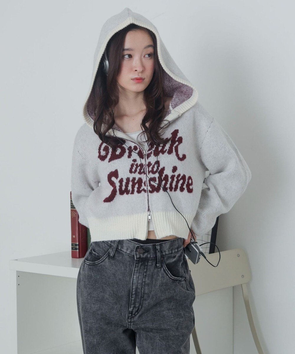 WEGO フラッフィーグラフィックジャガードニットZIPパーカー 