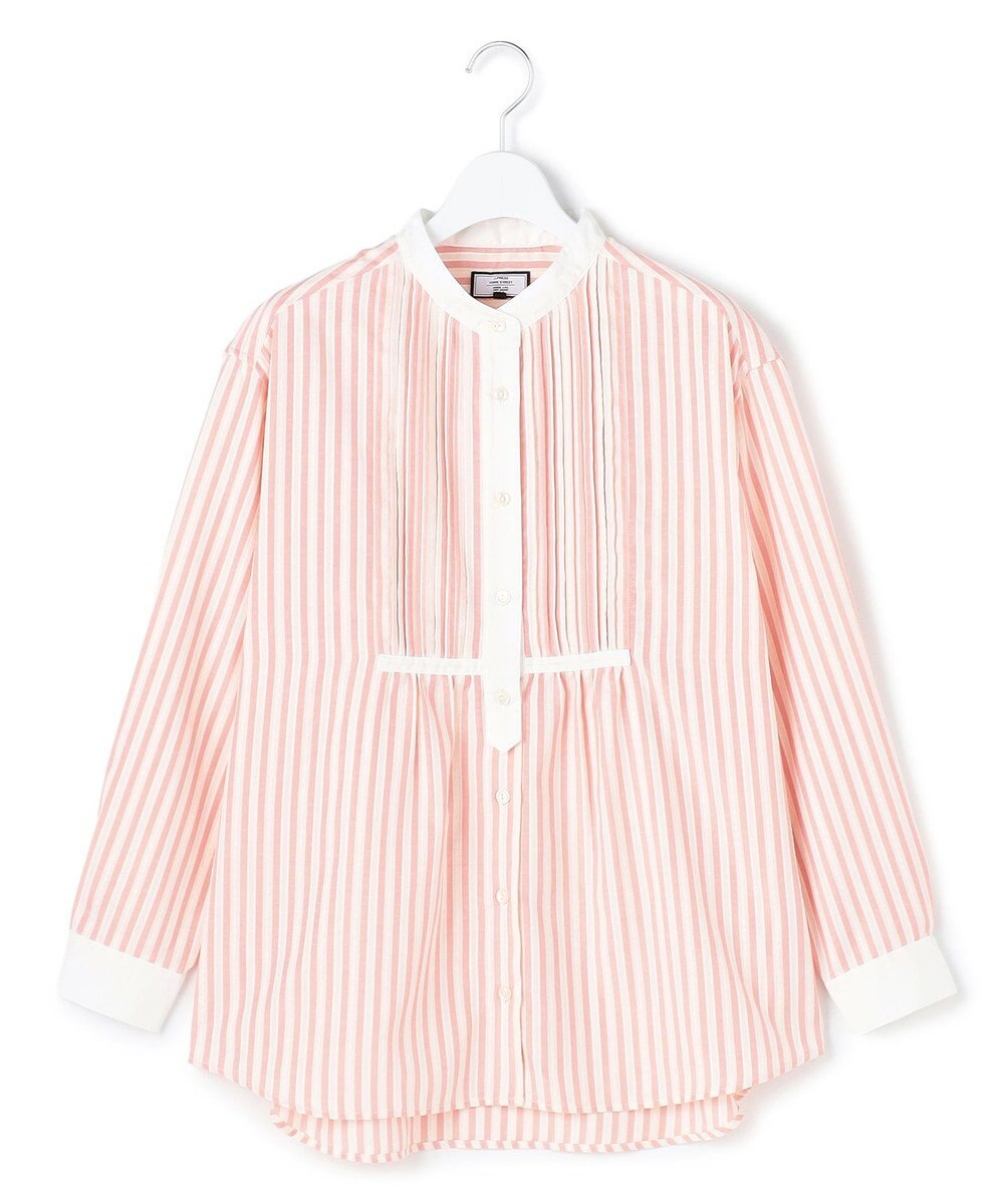 J.PRESS YORK STREET 【WOMEN】ピンタック バンドカラーストライプブラウス 