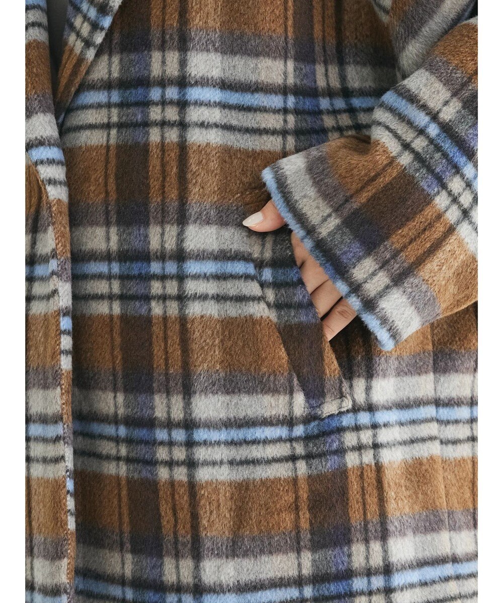 Green Parks ・ＥＬＥＮＣＡＲＥ　ＤＵＥ　シャギーチェックミドルコート 