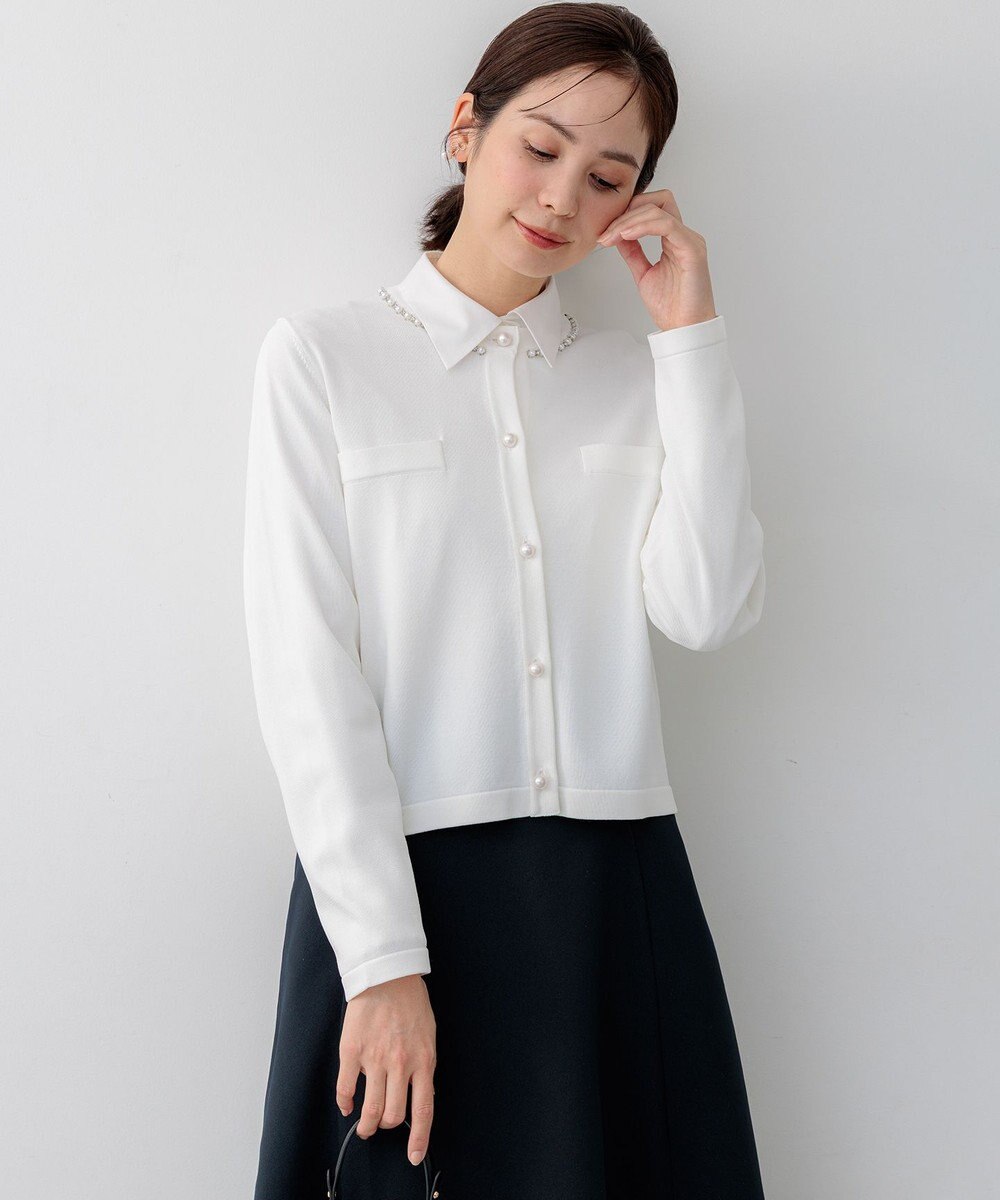 組曲 【WEB限定】クリアストレッチビジューレーン カーディガン 