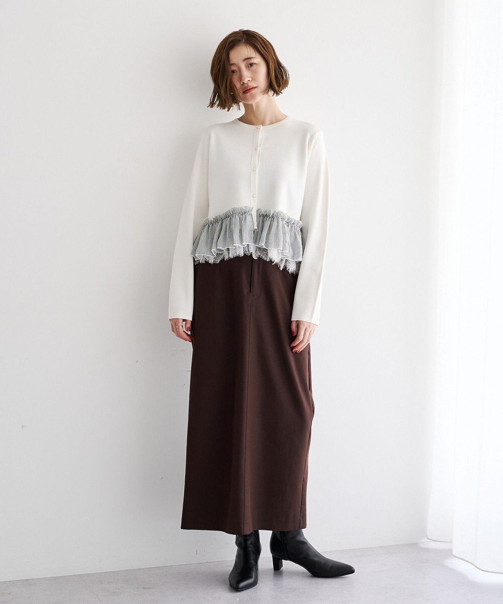 YECCA VECCA レースレイヤードラッフルカーディガン 
