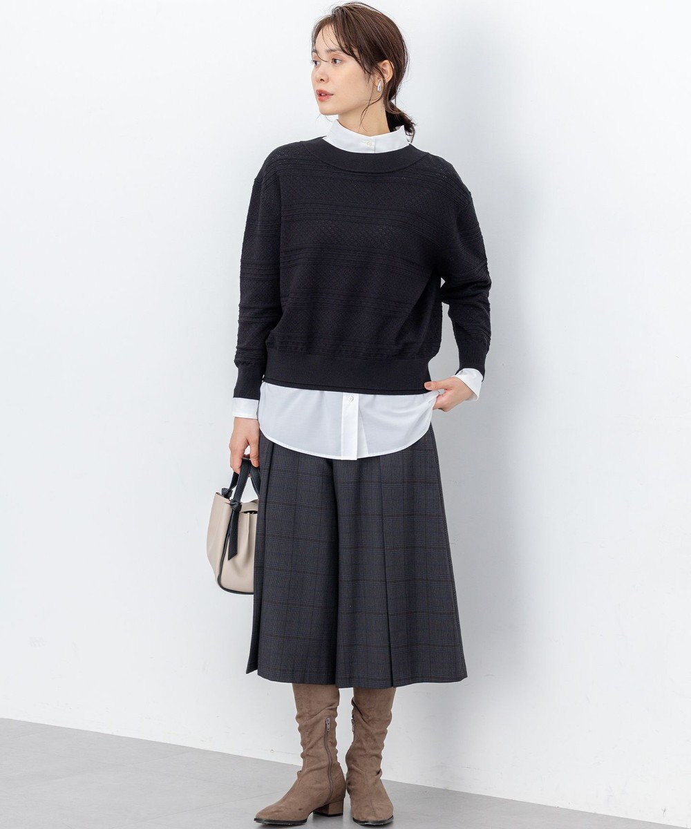 組曲 S 編み柄ディテールニット 