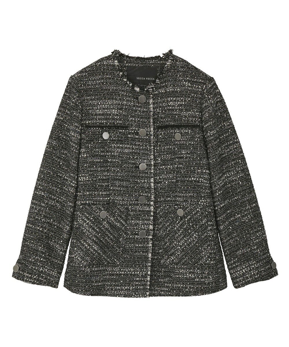 YECCA VECCA ノーカラーツイードジャケット 