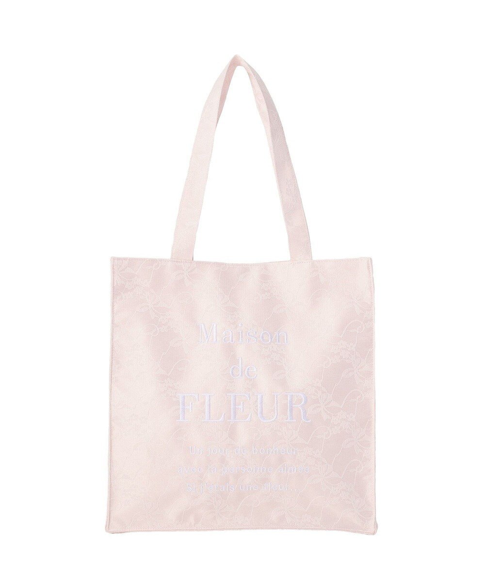 Maison de FLEUR リボンレースブランドロゴ刺繍スクエアトート 