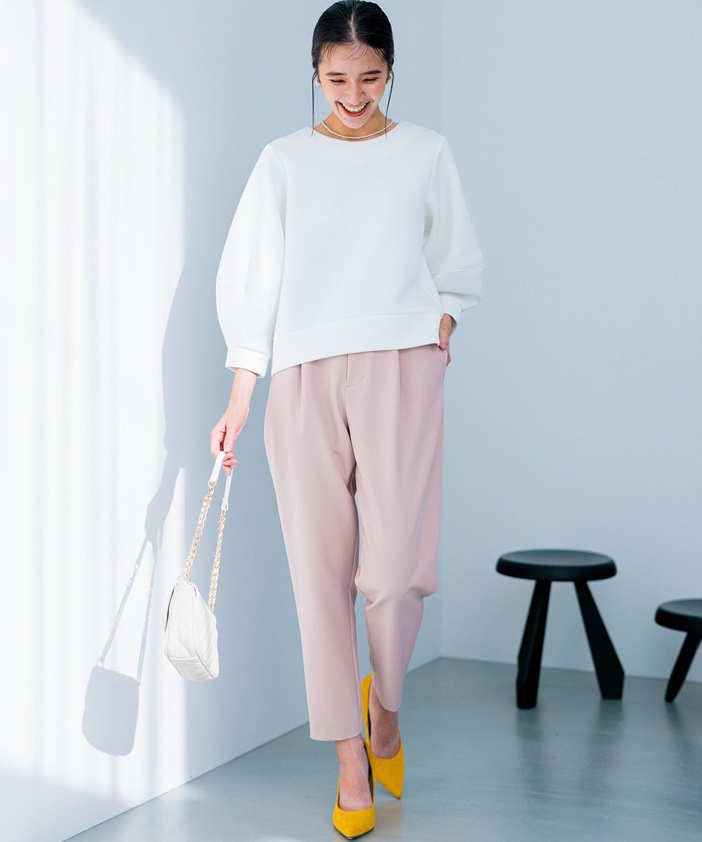 組曲 【洗える・ストレッチ】プランタンカラークロップド パンツ 