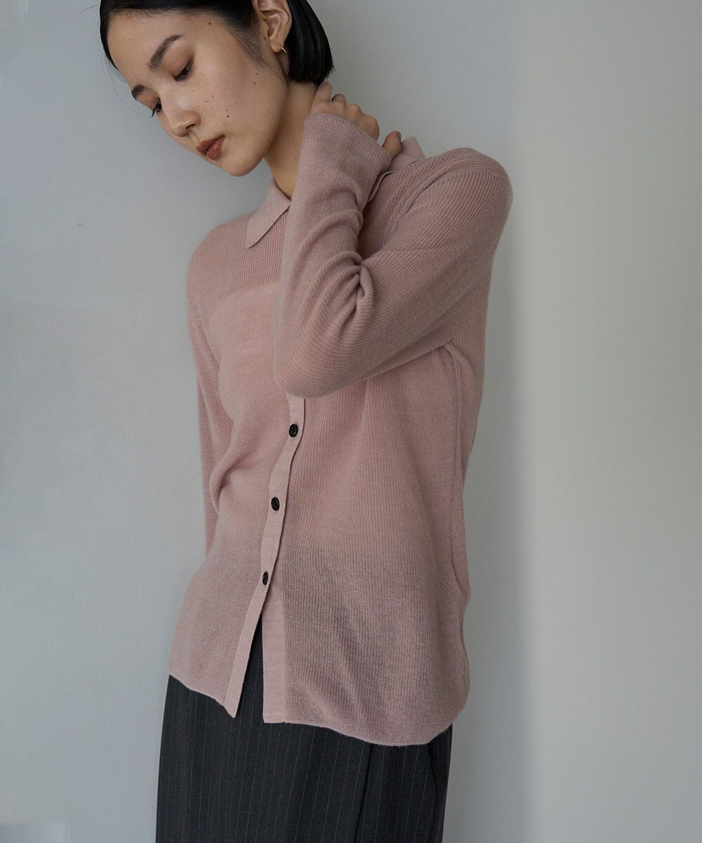 UNFILO ファインアルパカ 襟付きカーディガン 