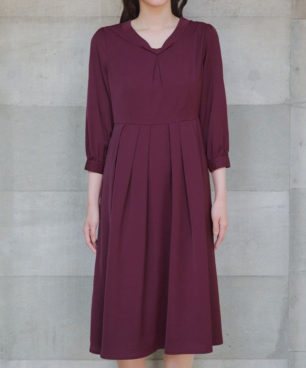 Tiaclasse 【洗える】ロールVネックワンピース 