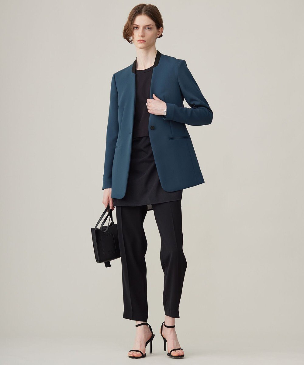 ICB 【洗える】トリプルクロスツイル ノーカラージャケット 