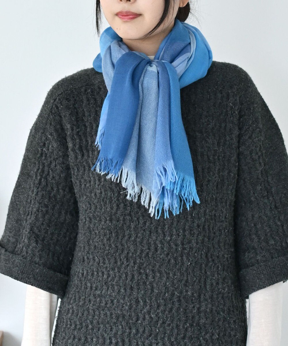 muto ブロックチェック シルクカシミヤストール 