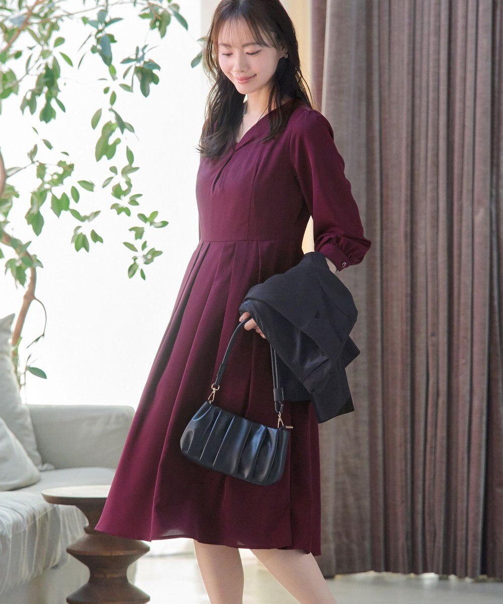 Tiaclasse 【洗える】ロールVネックワンピース 