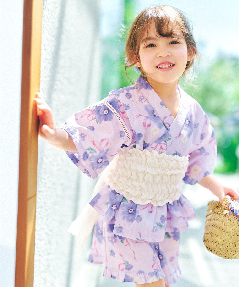 ANY KIDS 【洗濯機可能】簡単帯付き 甚平セット 