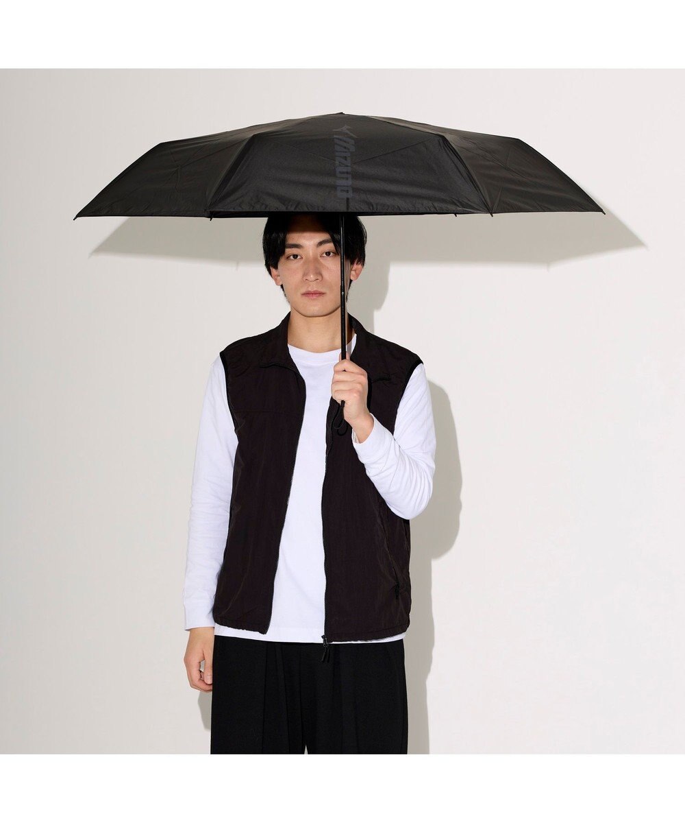 MOONBAT 【WEB限定】MIZUNO  (ミズノ)  BIGロゴ 無地 日傘 折りたたみ傘 パラソル 晴雨兼用 軽量 一級遮光 遮熱効果 遮光率100% UV遮蔽100% 