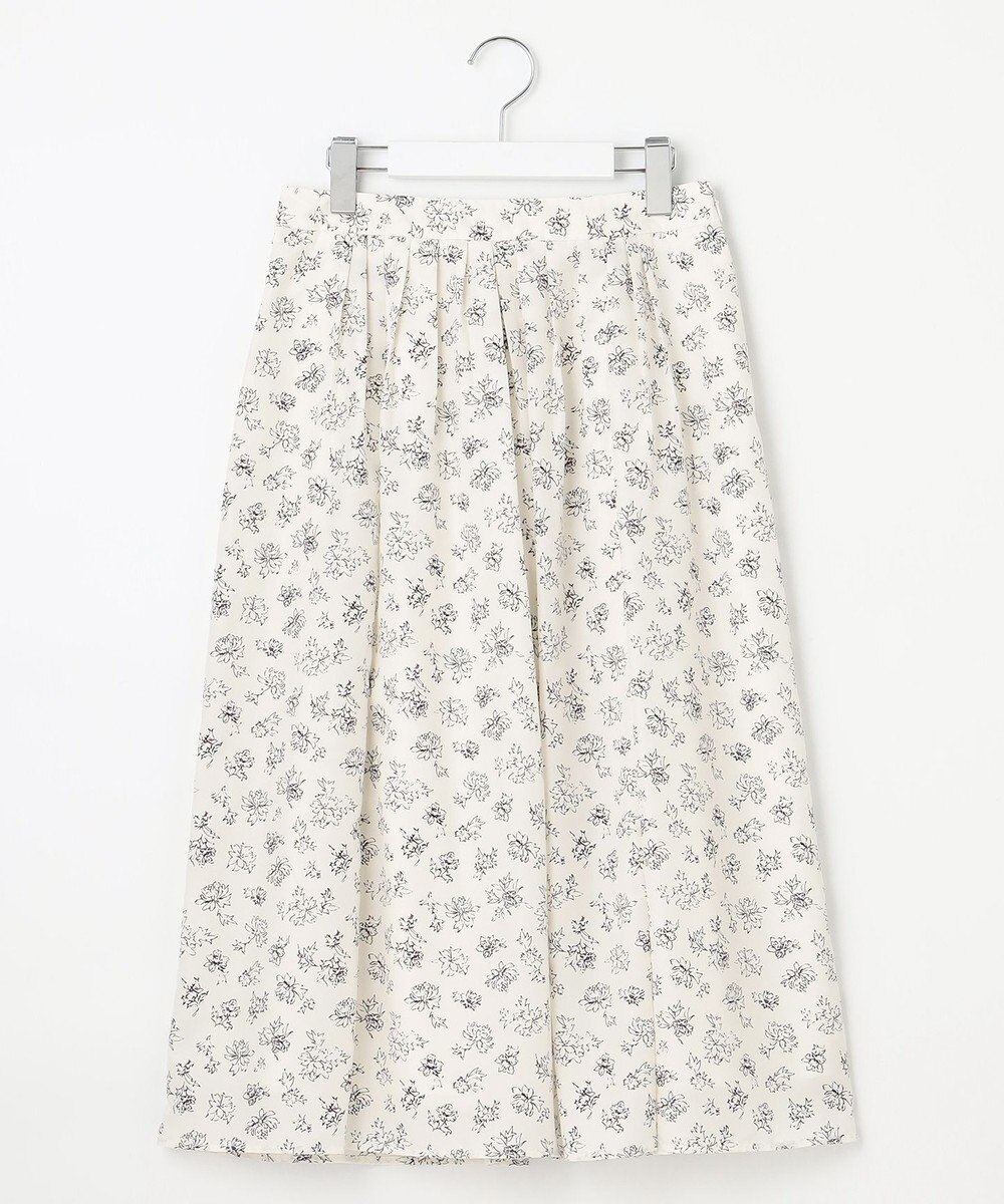 J.PRESS LADIES L 【WEB限定・洗える】ラインフラワープリント タック スカート 
