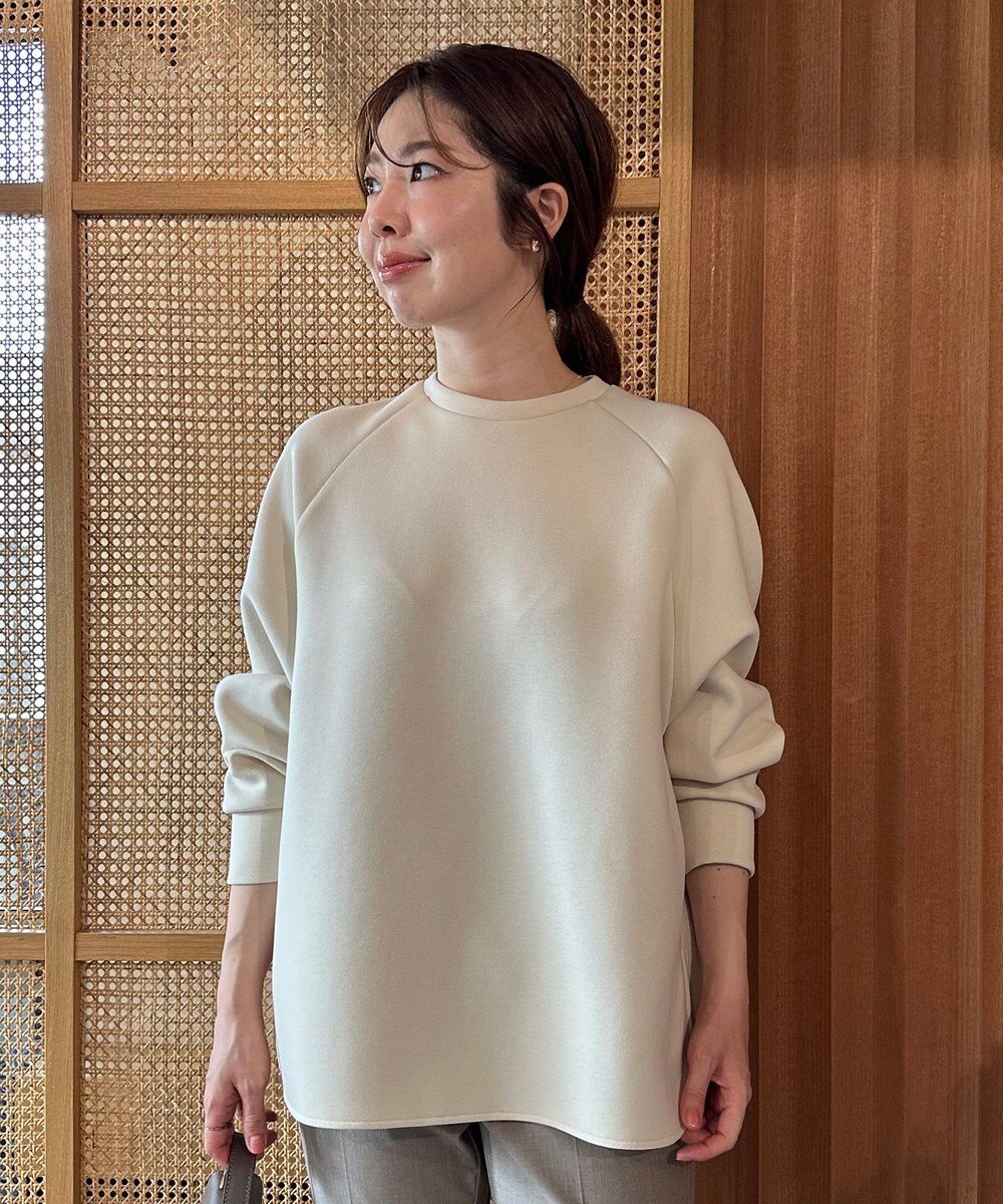 UNFILO L 【野呂佳代さん着用】BEAUTY FORM JERSEY バックZIPプルオーバー 