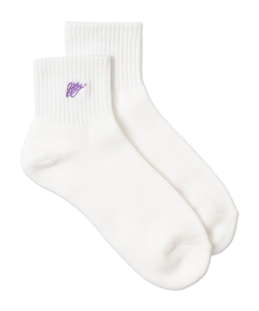 WEGO カラーロゴ刺繍アンクルパイルソックス 