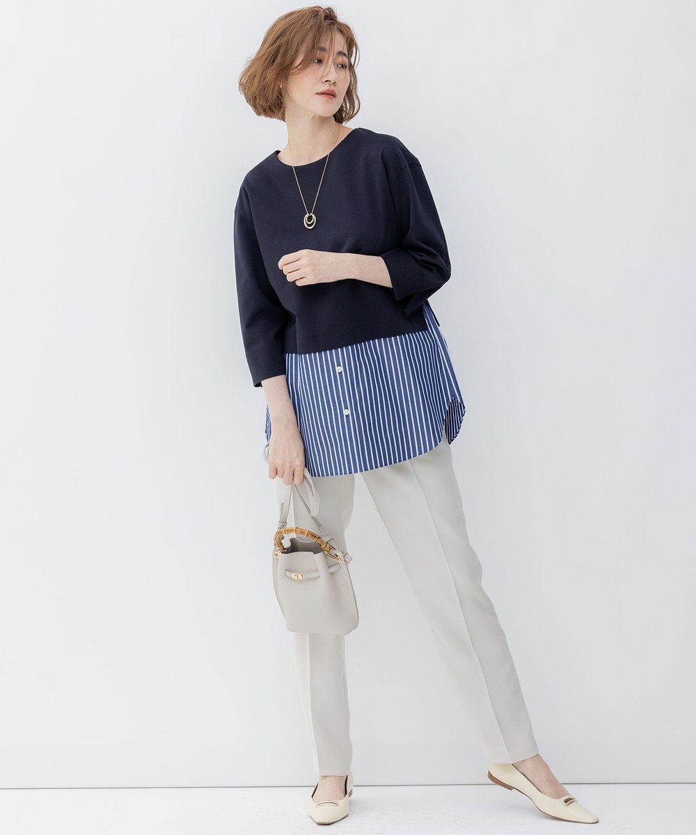 23区 【洗える】ドライダブルサテン ドロスト パンツ 