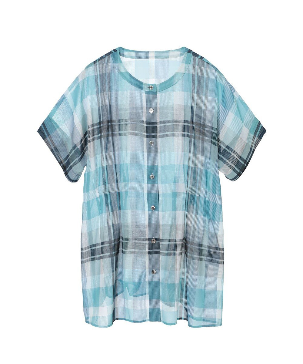 DAKS ビッグトランスチェックシフォンブラウス 