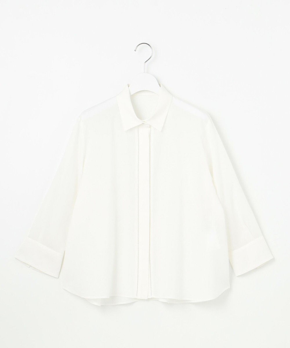 自由区 【ドラマ「明日はもっと いい日になる」着用】【接触冷感・吸水速乾・洗える】ナチュラルリネンクロップド丈 シャツ 