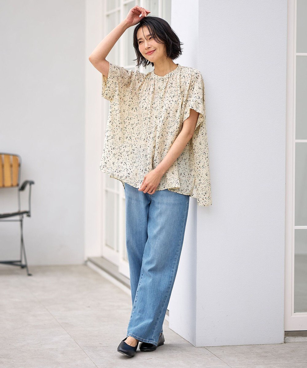 ANY 【洗濯機可】プリントブラウス 