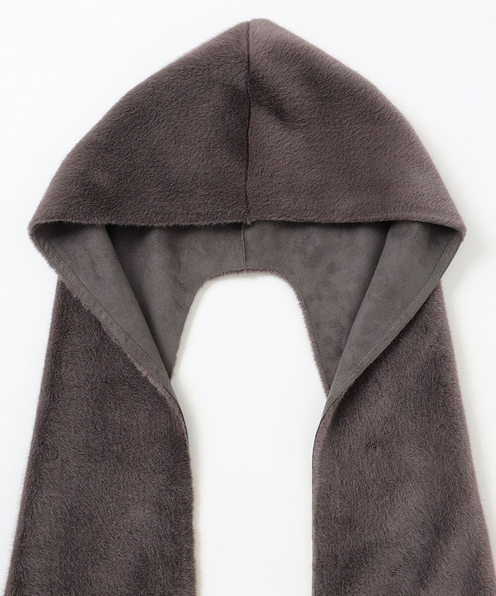 自由区 エコミンクフード付き ストール 