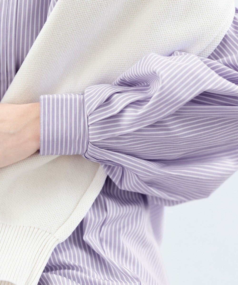 Tiaclasse 【洗える】パフ袖シャツチュニックブラウス 