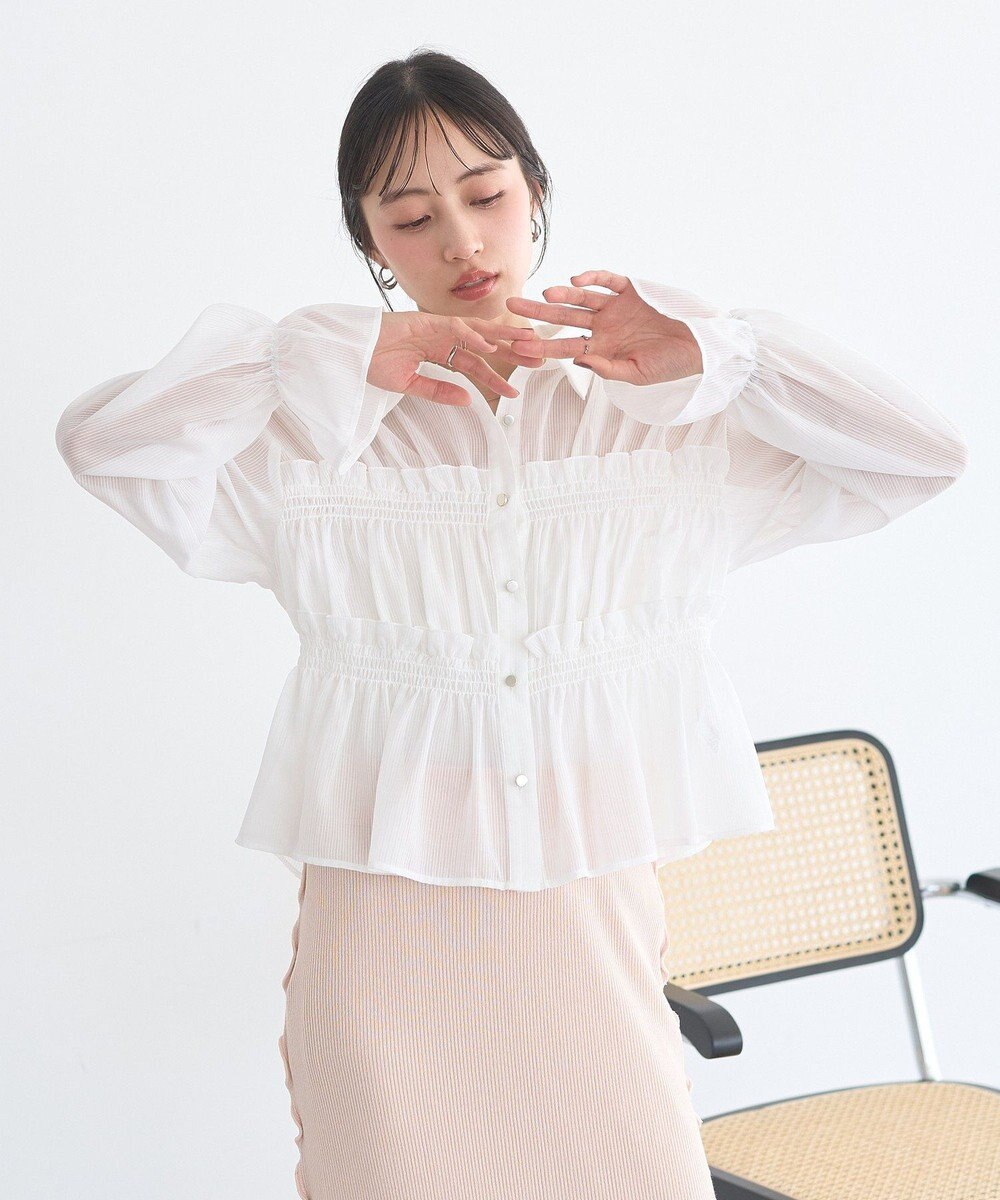 earth music&ecology シャーリングストライプシャツ 