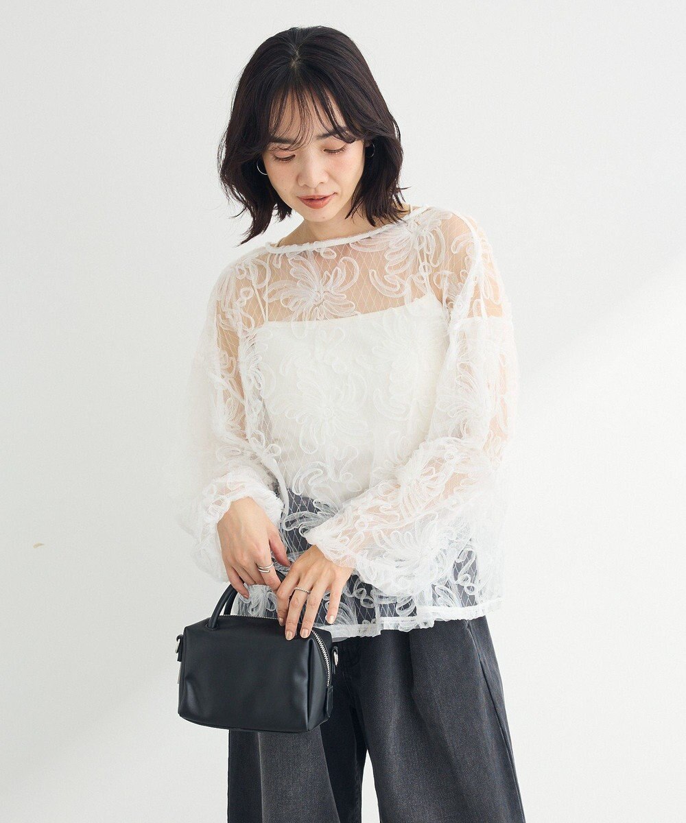 Green Parks チュールレイヤードブラウス 