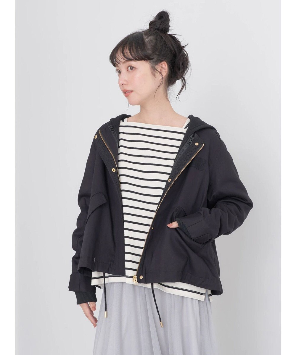 earth music&ecology パーカー付きミリタリーブルゾン 